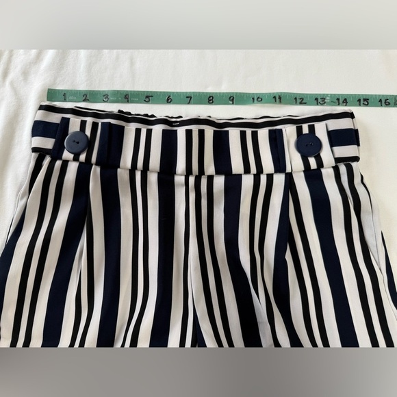 ZARA Navy and White stripe wide leg crop pants size S - Picture 10 of 12